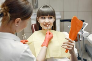 Dentist using a scanner for a same-day crown digital workflow.