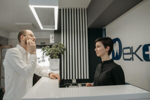 Dentist working with biocompatible dental materials options